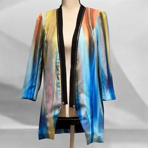 ❤️4/$15 Y.A.S. TALL Multicolor Wave Blazer Zipper Detail Jacket Sz 4 EURO 34 UK